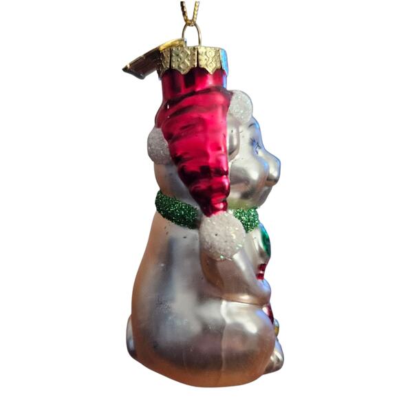 Christopher Radko Pig Ornament Santa Hat Candy Cane 3" Glass Christmas - Picture 2 of 6